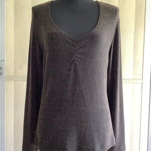 Bronze glitter knit top